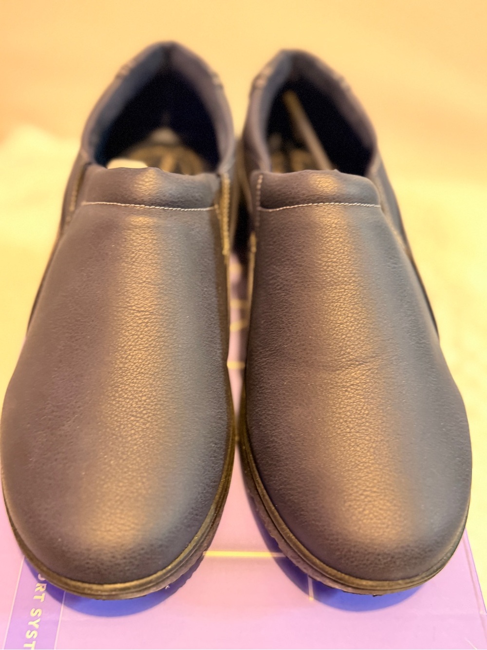easy street Women's Black Slip-On Loafers